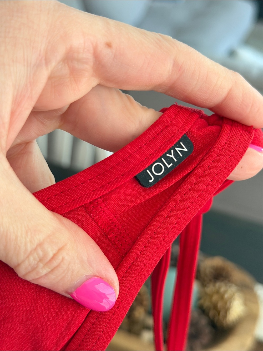 Jolyn Clothing Red Triangle Bikini Top - Picture 7 of 7